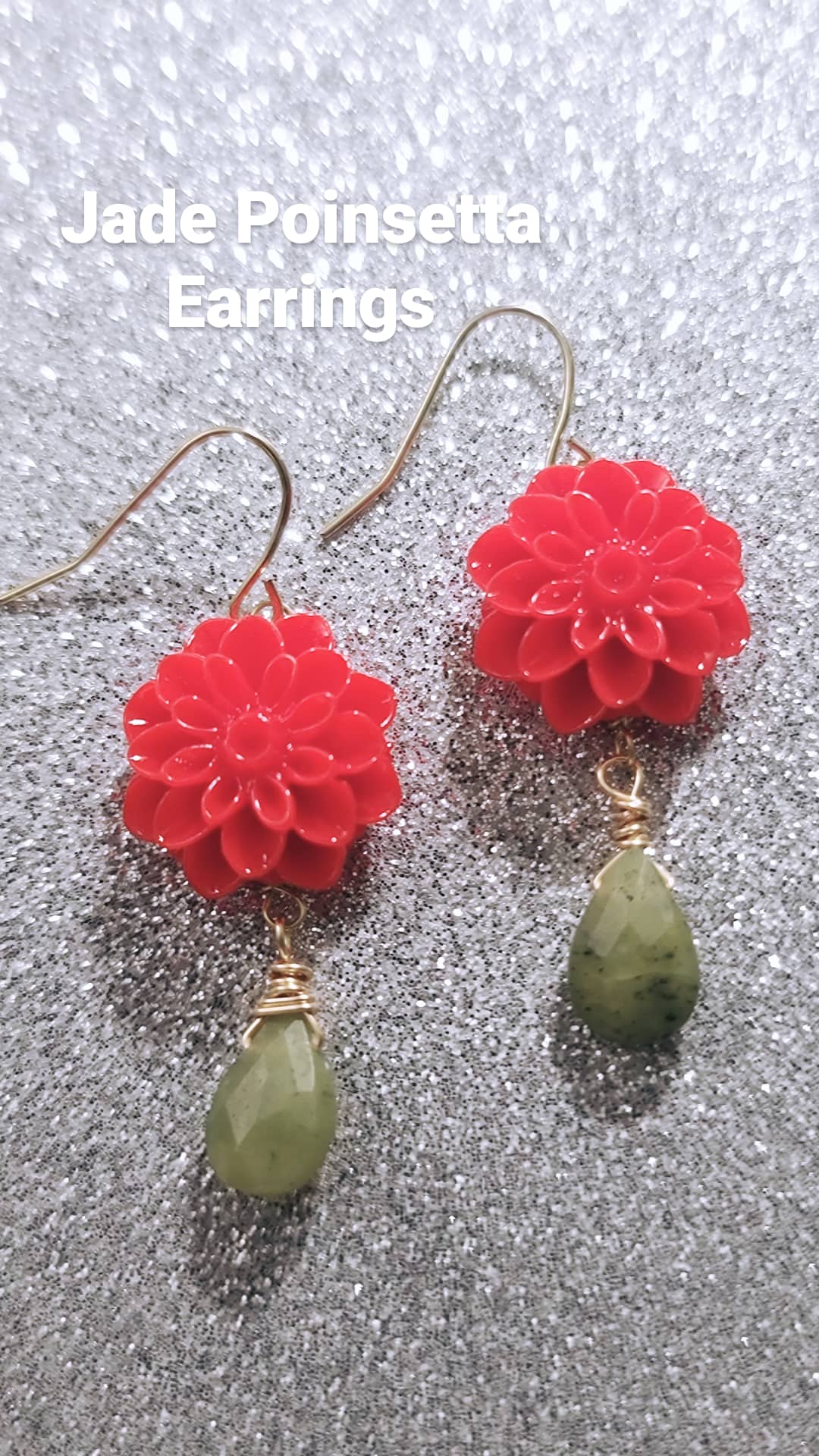 Jade Poinsetta Earrings ilaments Jewelry