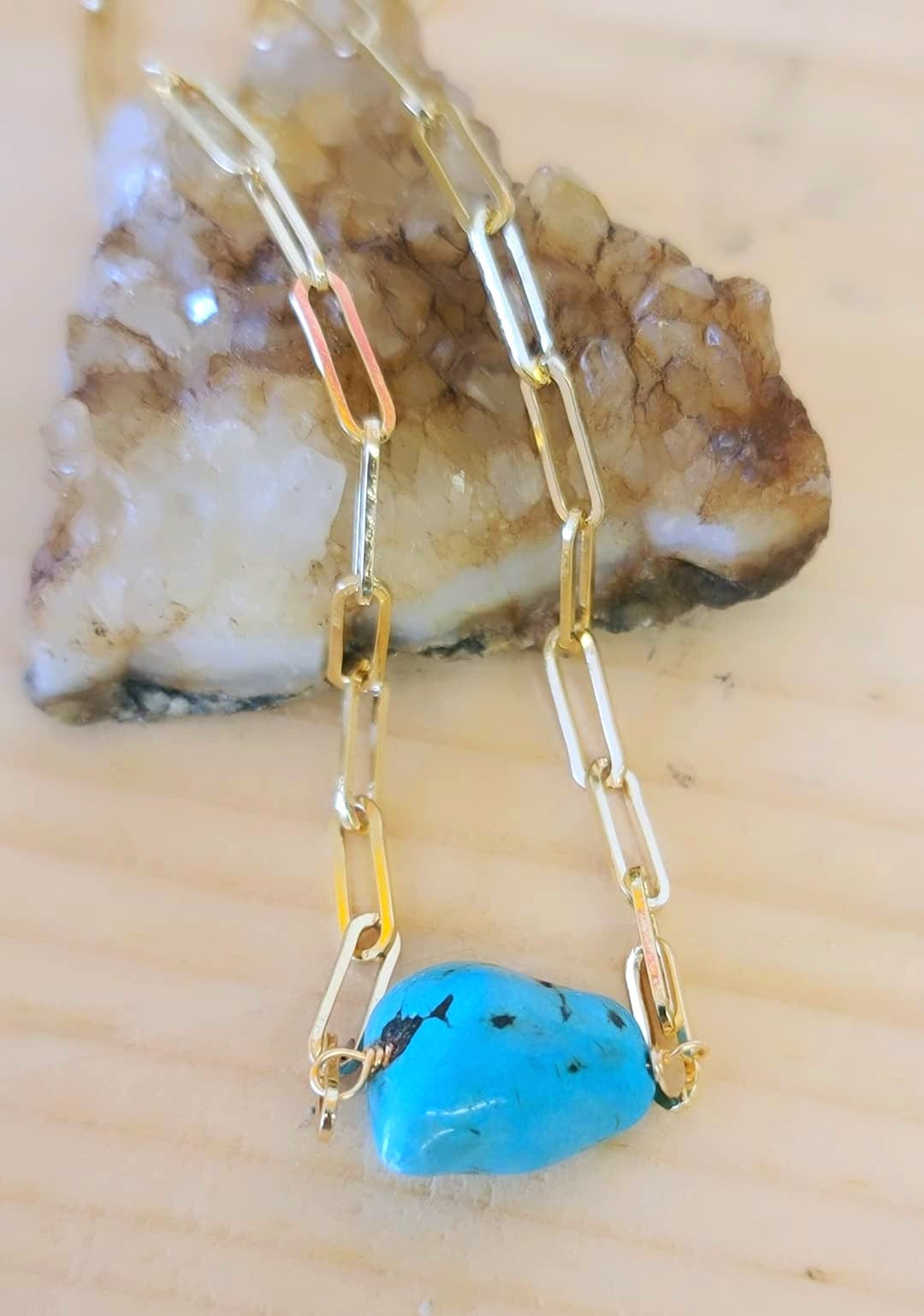 Turquoise Paperclip Necklace ilaments Jewelry