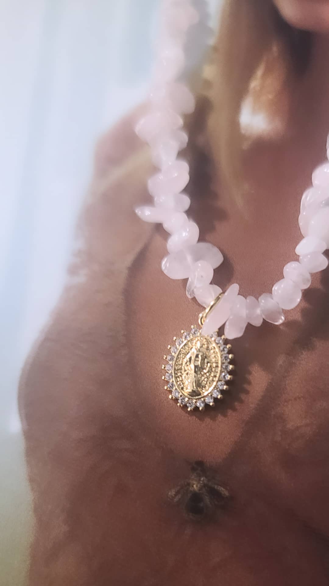 Rose Quartz Virgencita Necklace ilaments Jewelry