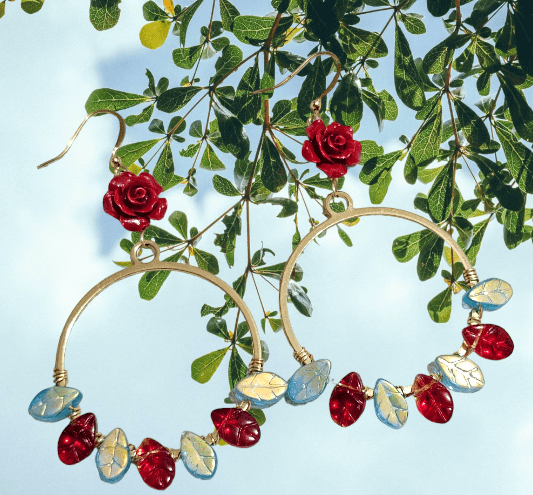 Rose Leaf Hoop Earrings ilaments Jewelry