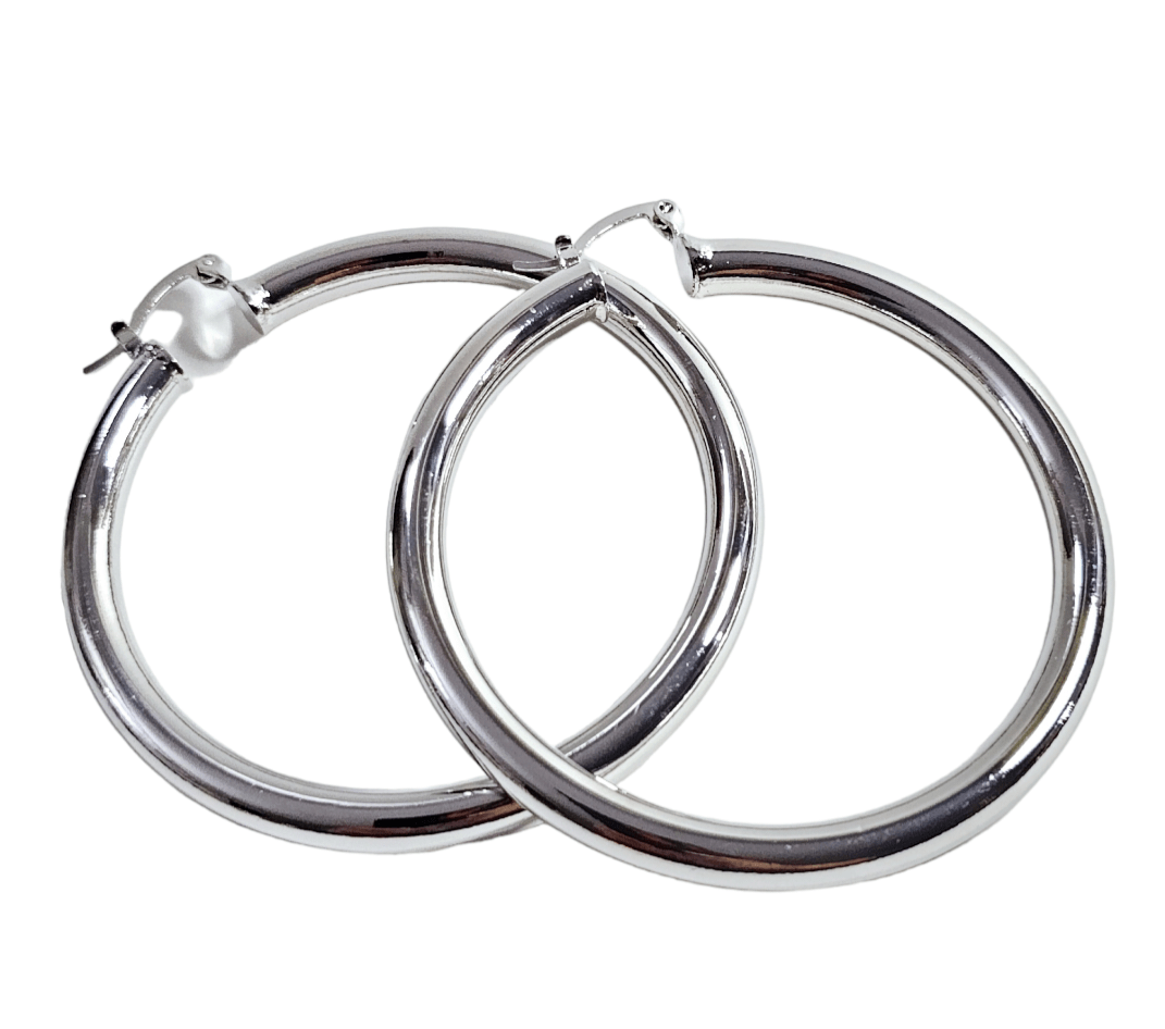 Silver Large Hoop Tube Earrings ilaments Jewelry