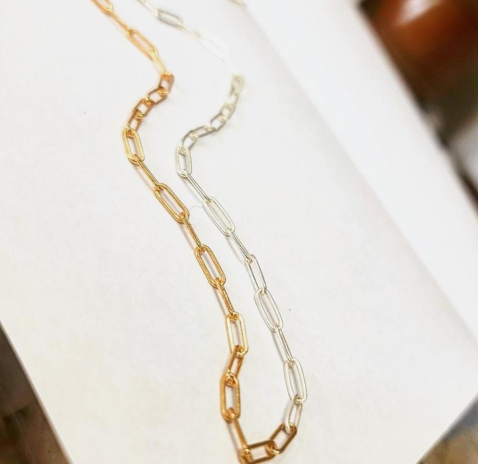 Two-Toned Gold Silver Link Chain ilaments Jewelry