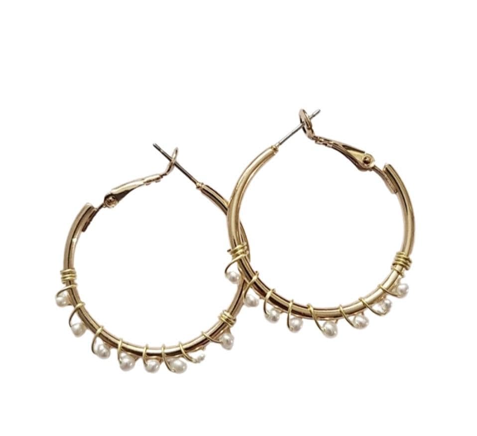 Pearl Hoop Earrings ilaments Jewelry