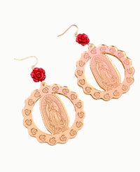 Virgen de Guadalupe Rose Earrings ilaments Jewelry