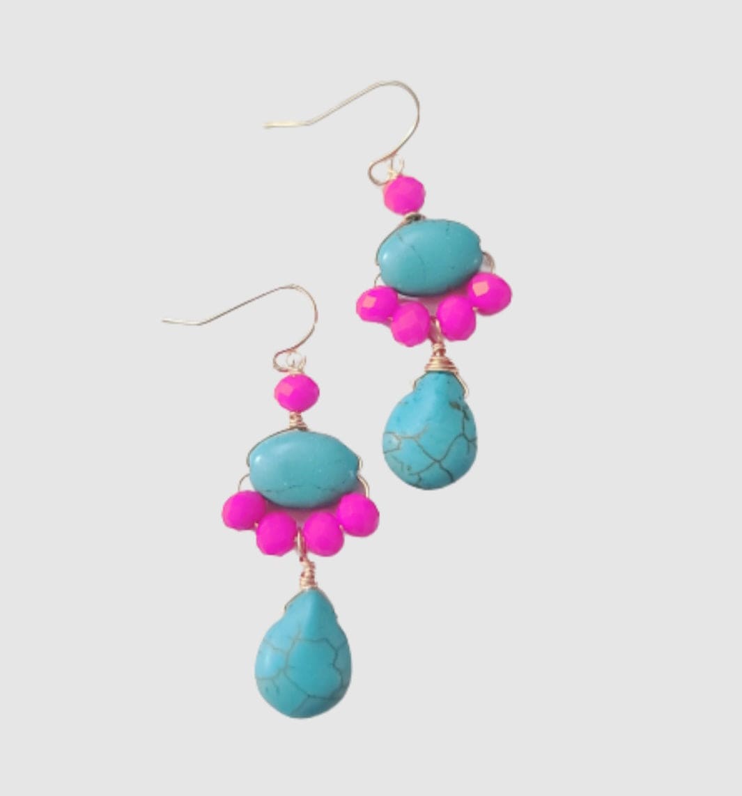 Turquoise Floral Drop Earrings ilaments Jewelry