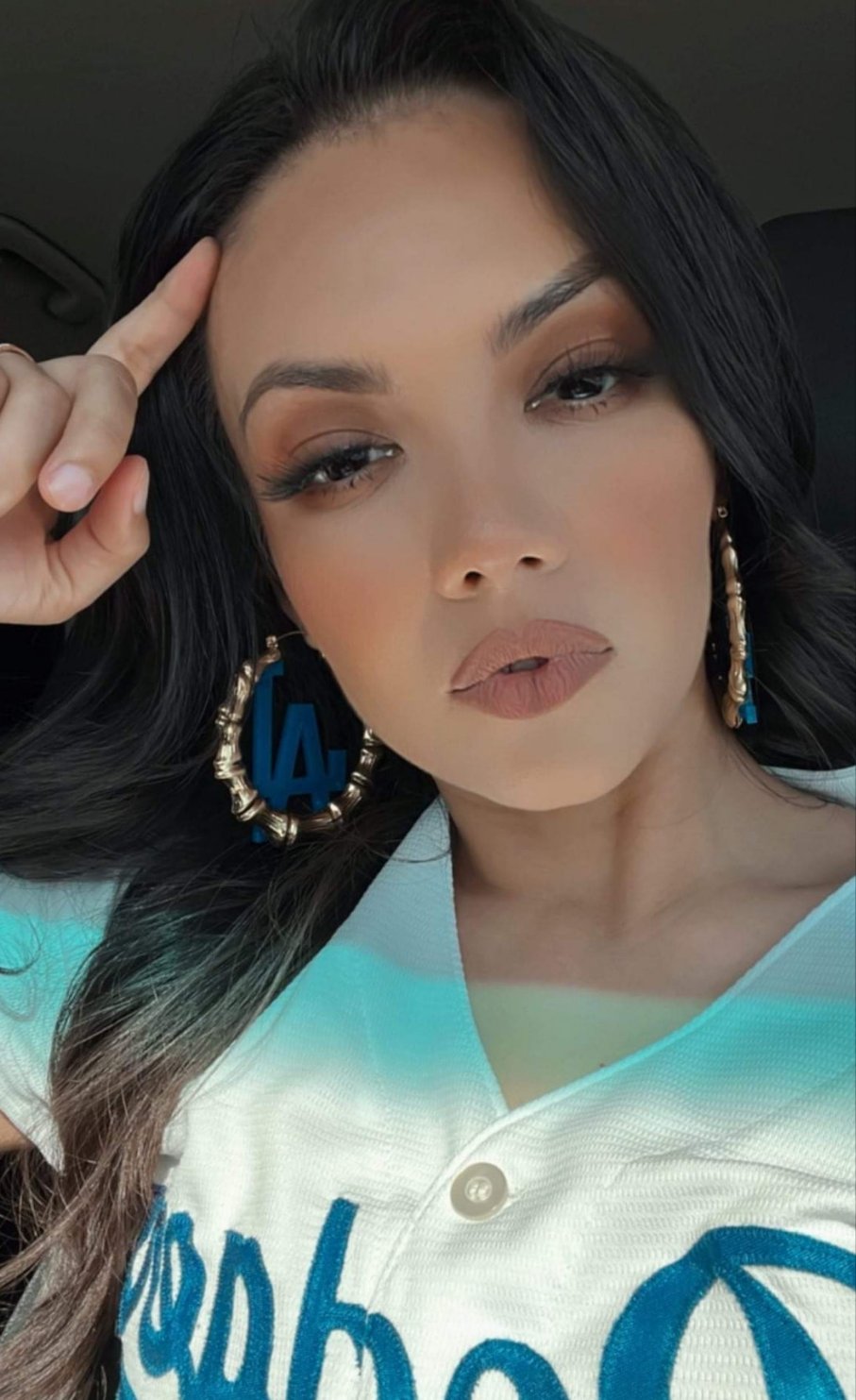 LA Dodger Blue Bamboo Hoop Earrings ilaments Jewelry