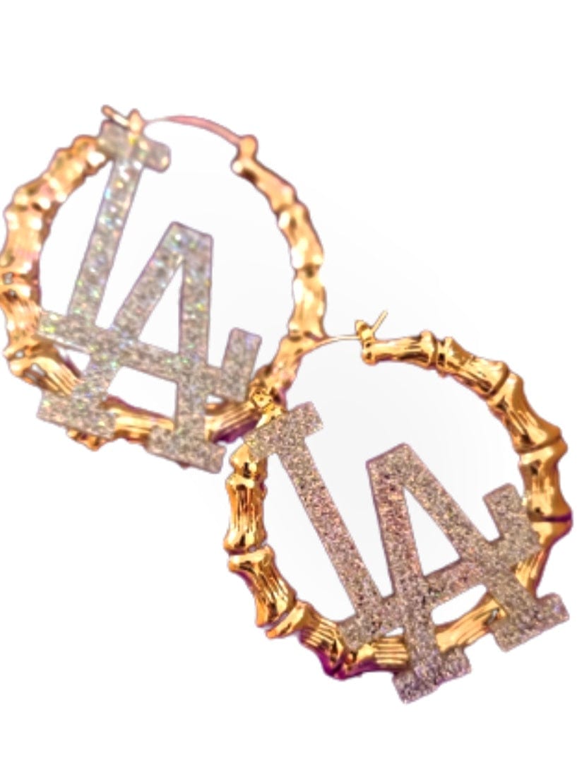 LA Dodger Bamboo Hoop Earrings