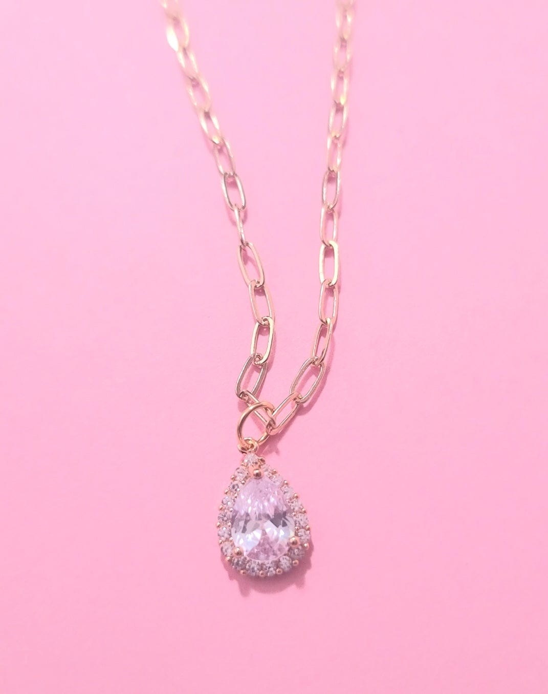 Pear Cz Paperlink Necklace ilaments Jewelry