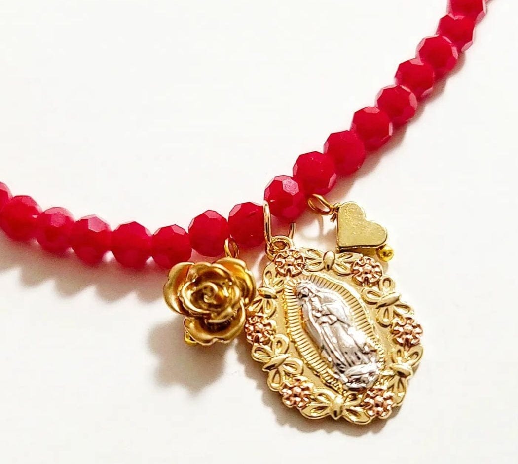 Virgen Ruby Crystal Necklace ilaments Jewelry