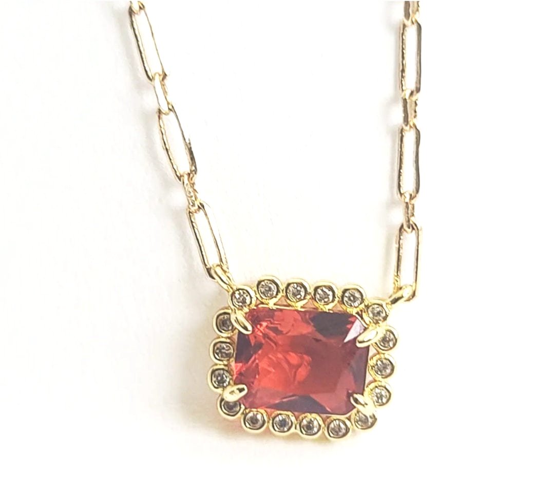 Ruby Crystal Necklace ilaments Jewelry