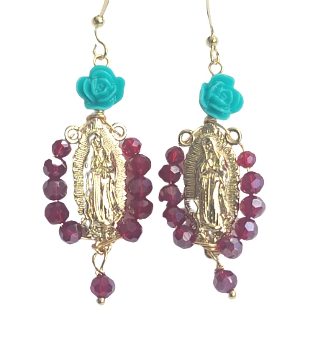 Virgen de Guadalupe Rosary Earrings ilaments Jewelry