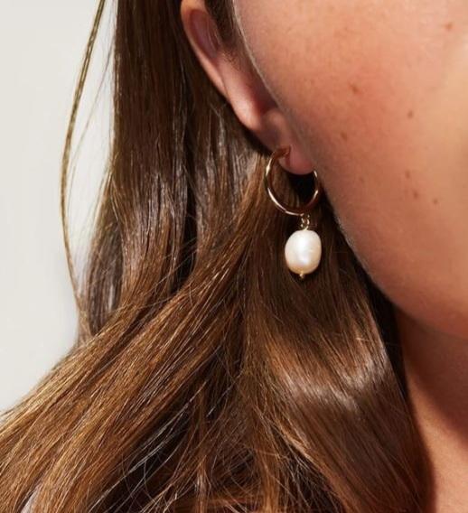 Pearl Drop Hoop Earrings ilaments Jewelry